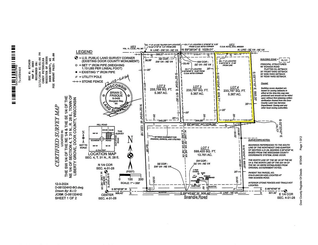Lot 4 Scandia Rd, Sister Bay, Wisconsin 54234, ,Unimproved Land,For Sale,Scandia Rd,144396