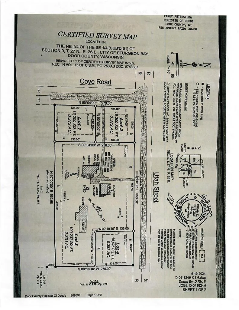Tbd Cove Rd, Sturgeon Bay Wi 54235, ,Unimproved Land,For Sale,Cove Rd,142965