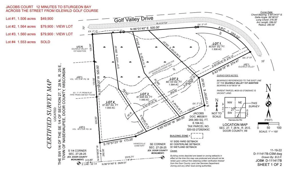 Jacobs Ct, Sturgeon Bay Wi 54235, ,Unimproved Land,For Sale,Jacobs Ct,141442