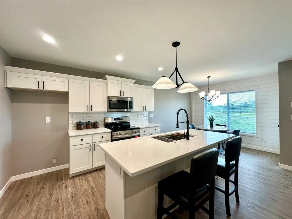 Quartz Countertop with Quaker Style Cabinets.