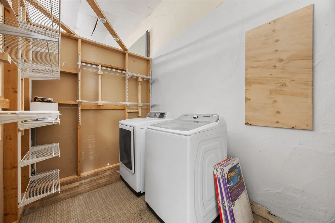 Storefront.  Laundry area.