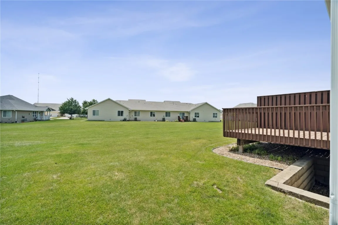 This shows the common area behind the condo.