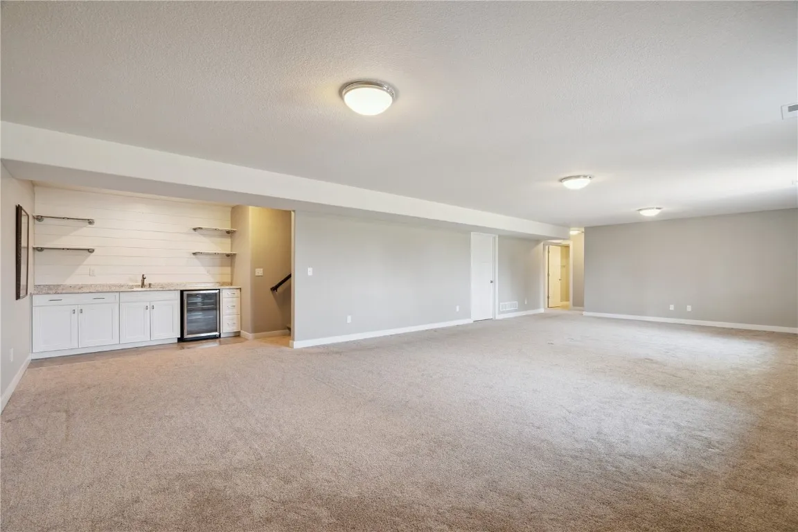 Wet bar in lower level rec room