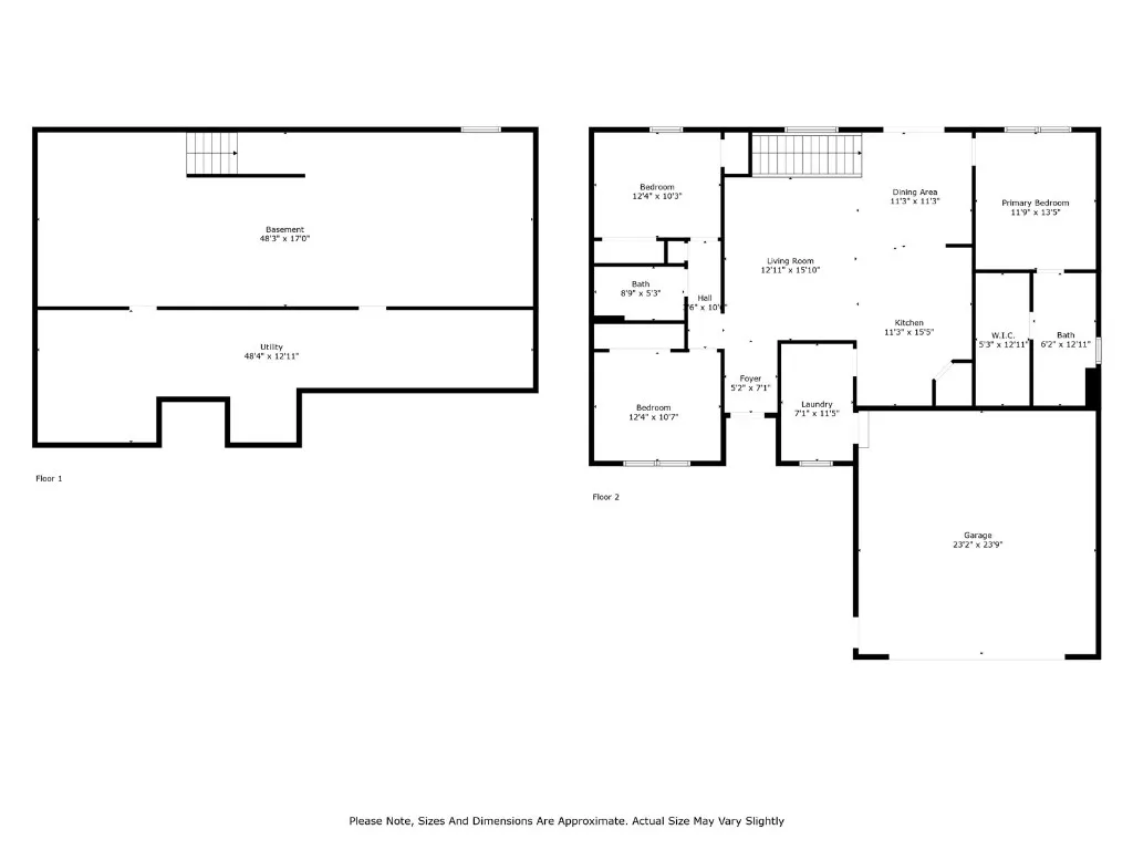 Room sizes are approximate.