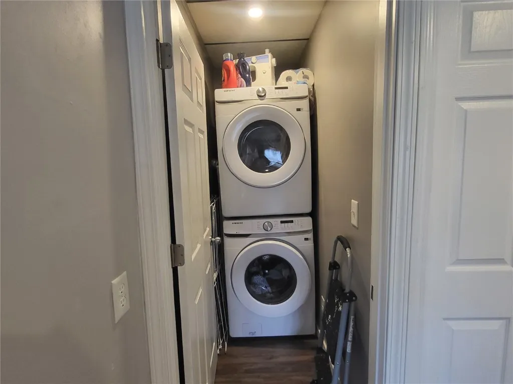 Stack laundry unit off of kitchen