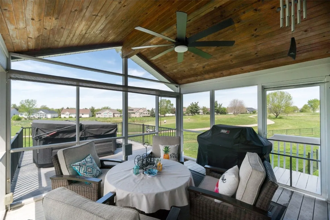screened porch overlooking #4 at Hunters Ridge