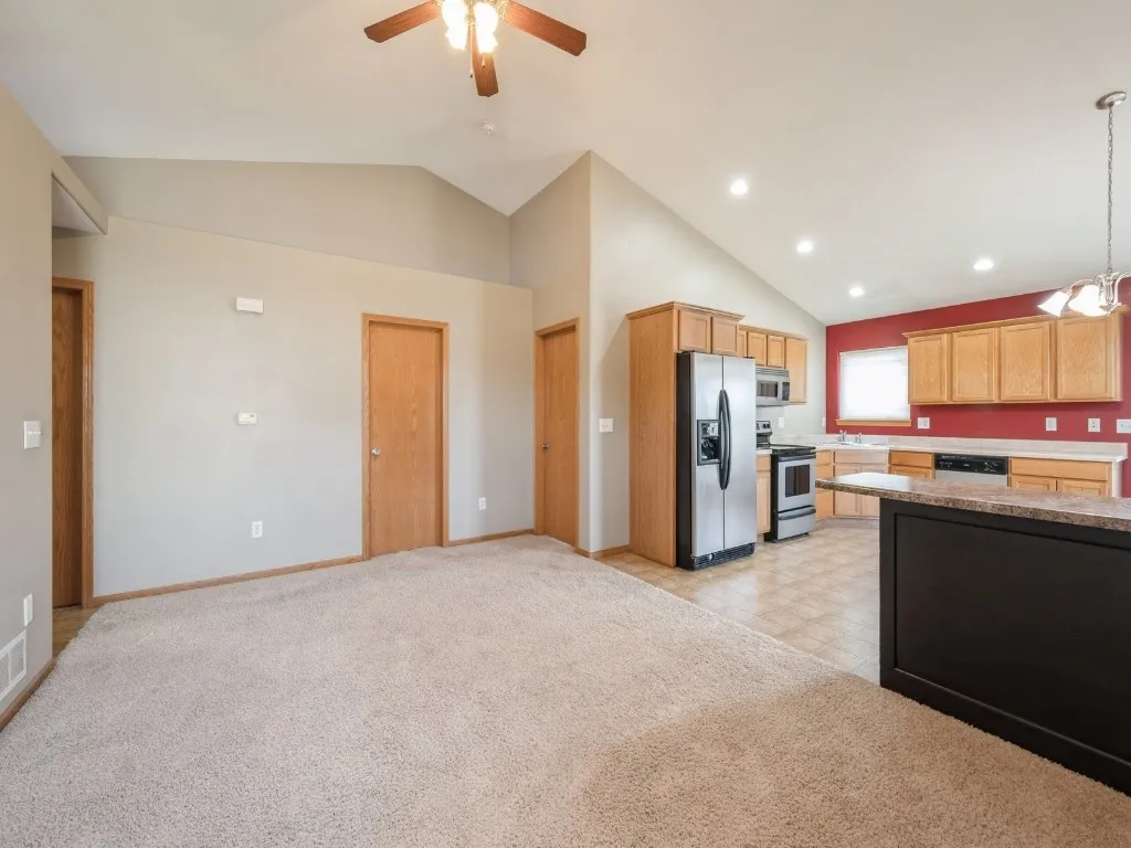 Living room and kitchen areas
