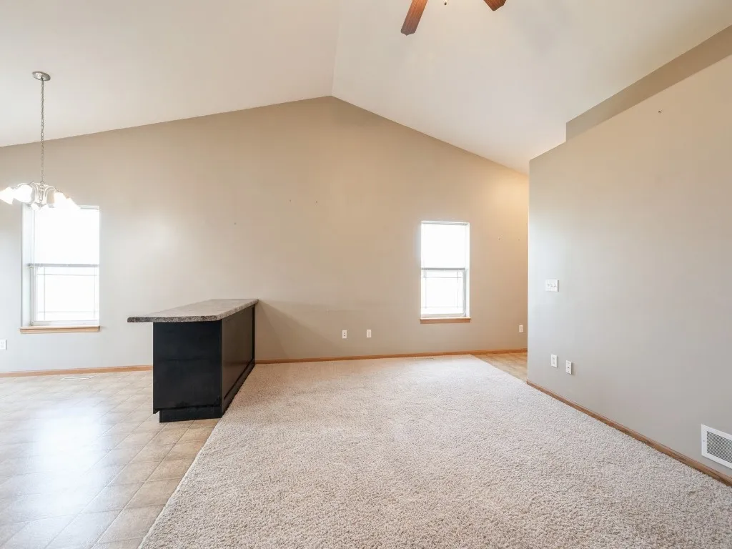 Vaulted ceiling in the living room