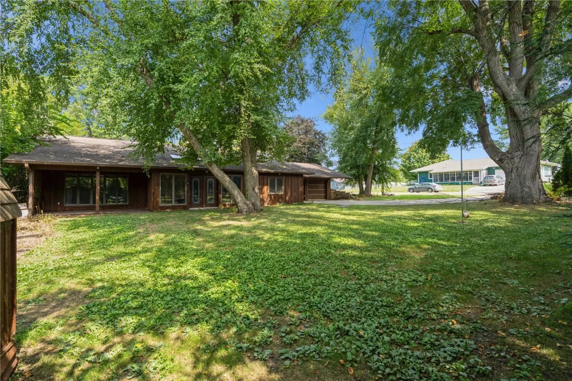 yard with lots of mature trees