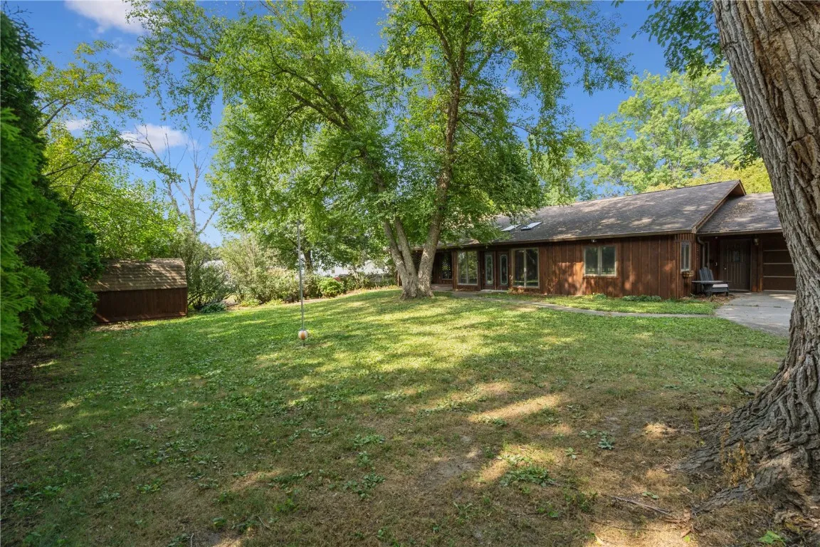 yard with lots of mature trees