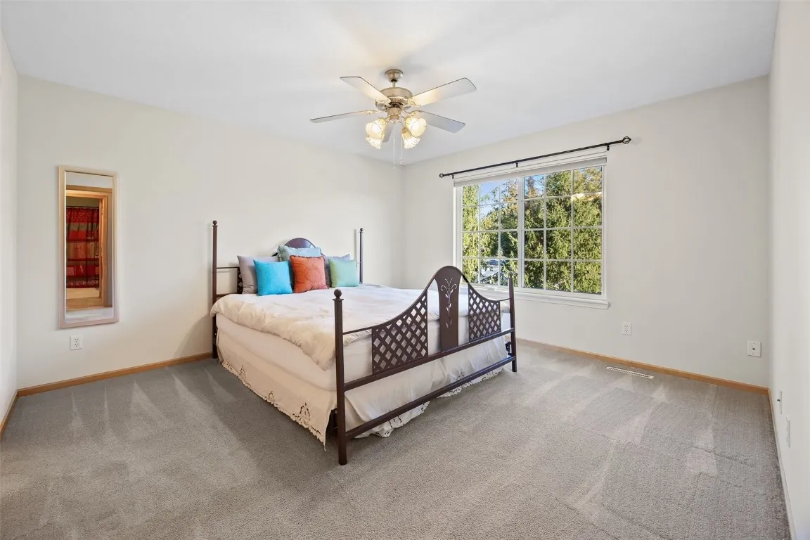 Primary bedroom. Bed shown is king-size.