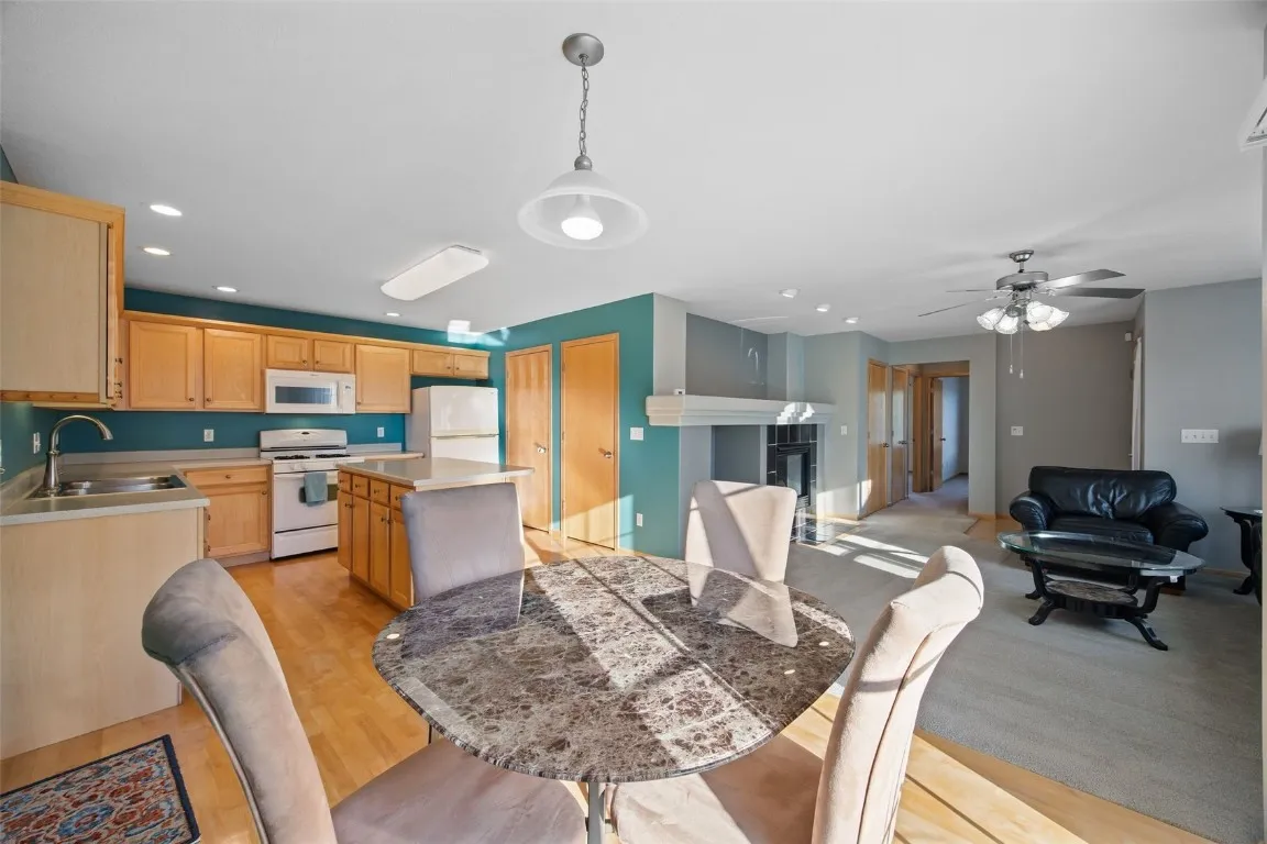 Convenience from kitchen to dining area to living room.