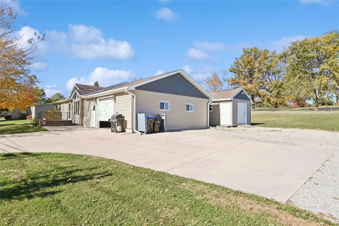 Extra parking areas, storage shed
