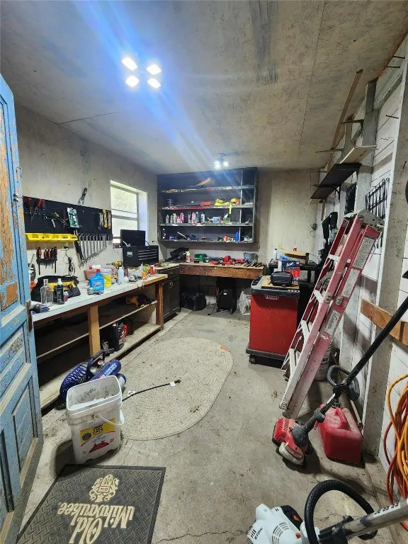 Workshop inside the attached garage