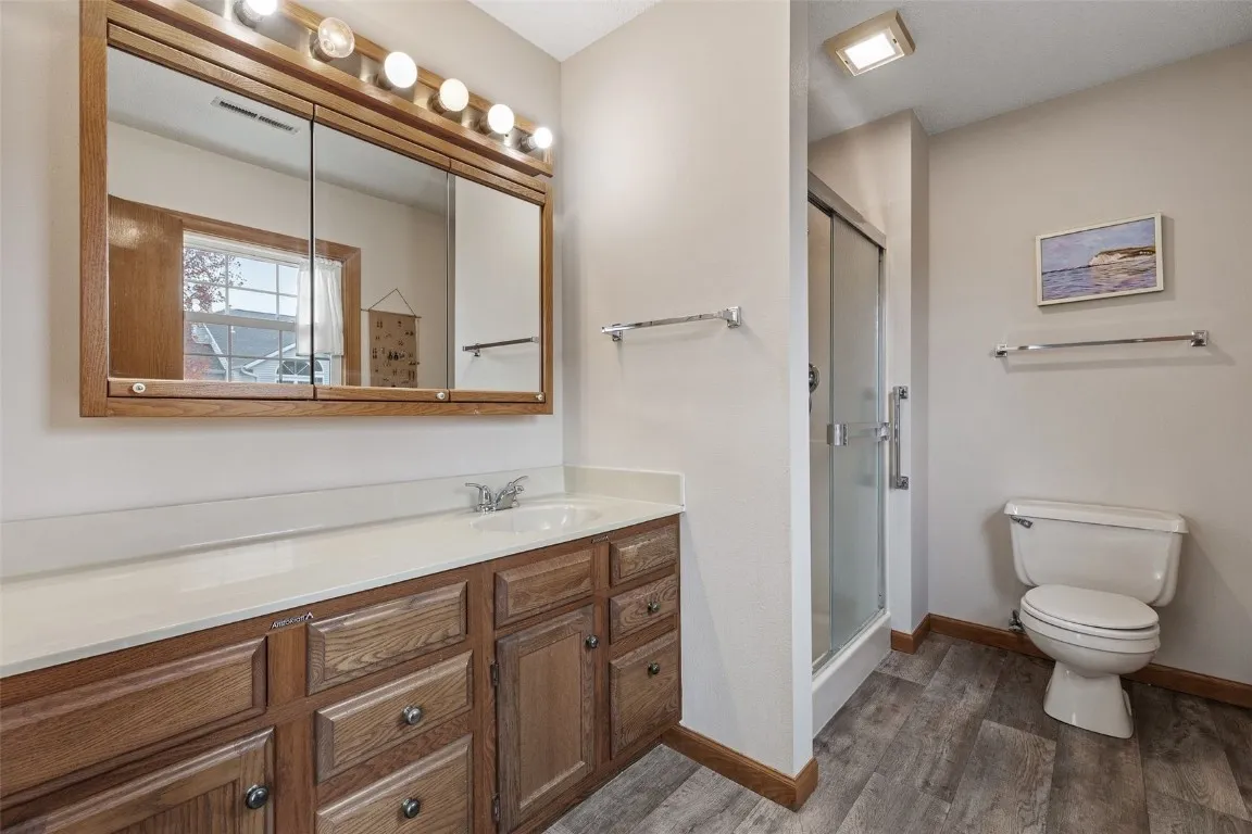 Master bathroom with shower.