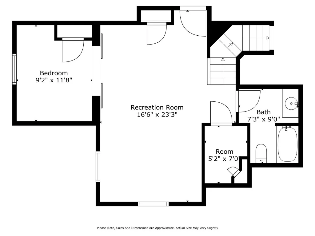 Finished lower level with full bath and conforming bedroom