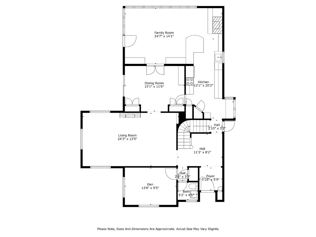 Main floor with den area, formal living & dining rooms, bright first floor family room and updated kitchen