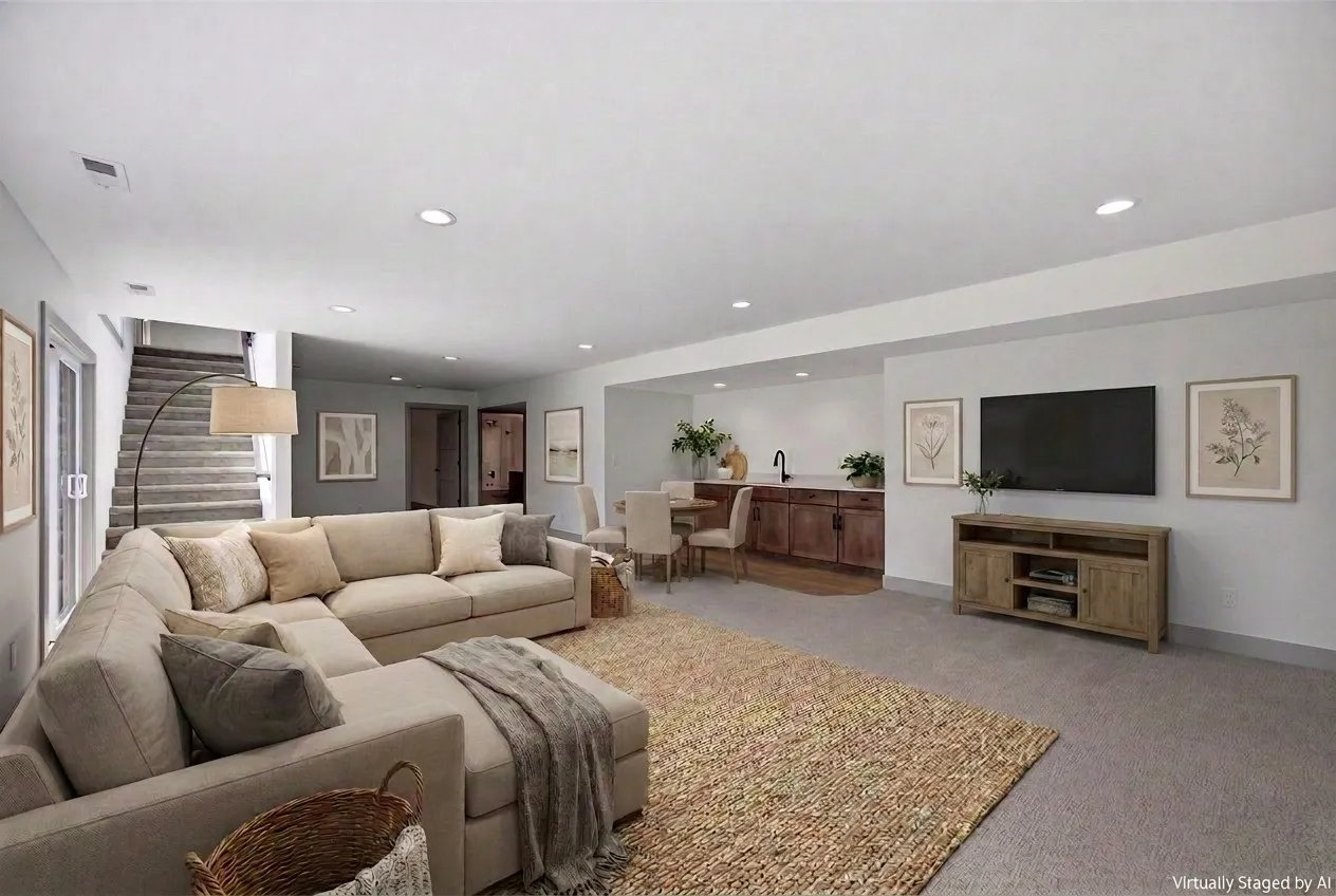 Lower Level Rec Room Staged