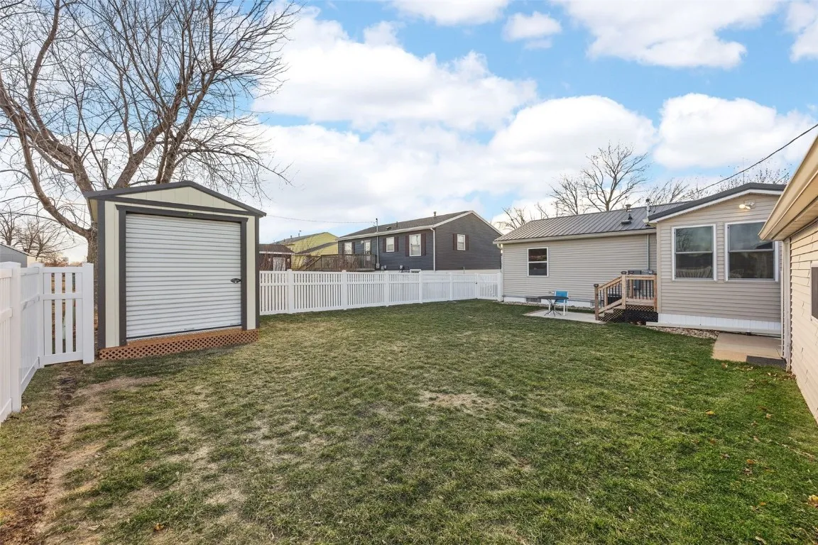 Storage shed included with home