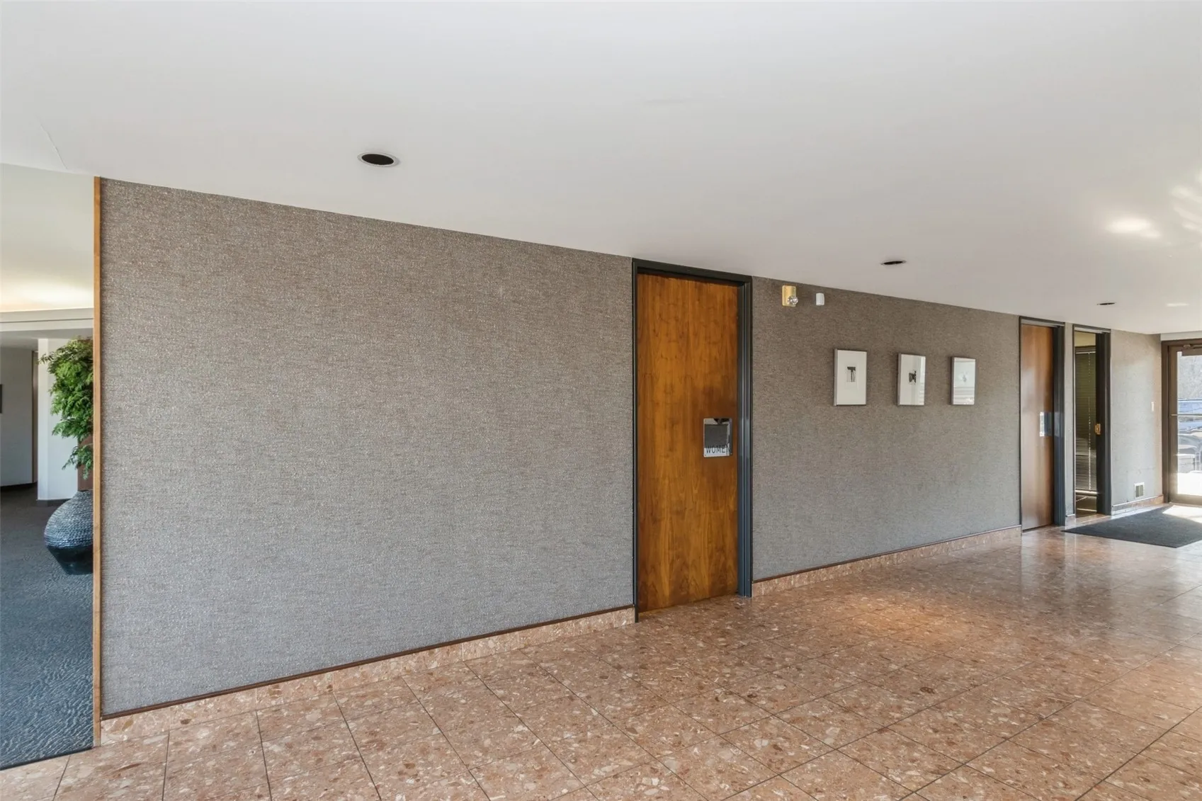 restrooms in lobby