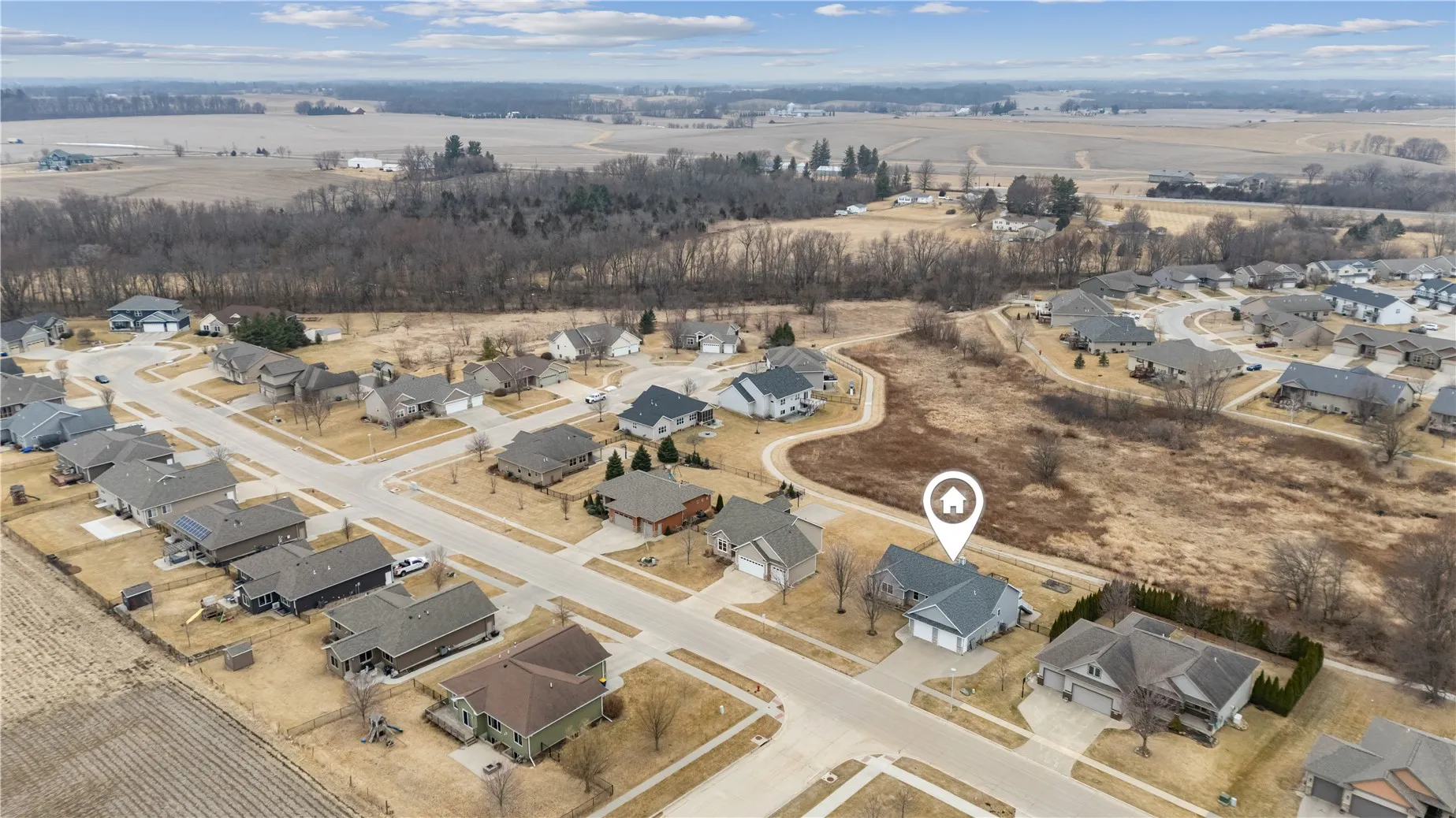 Airial view of neighborhood.