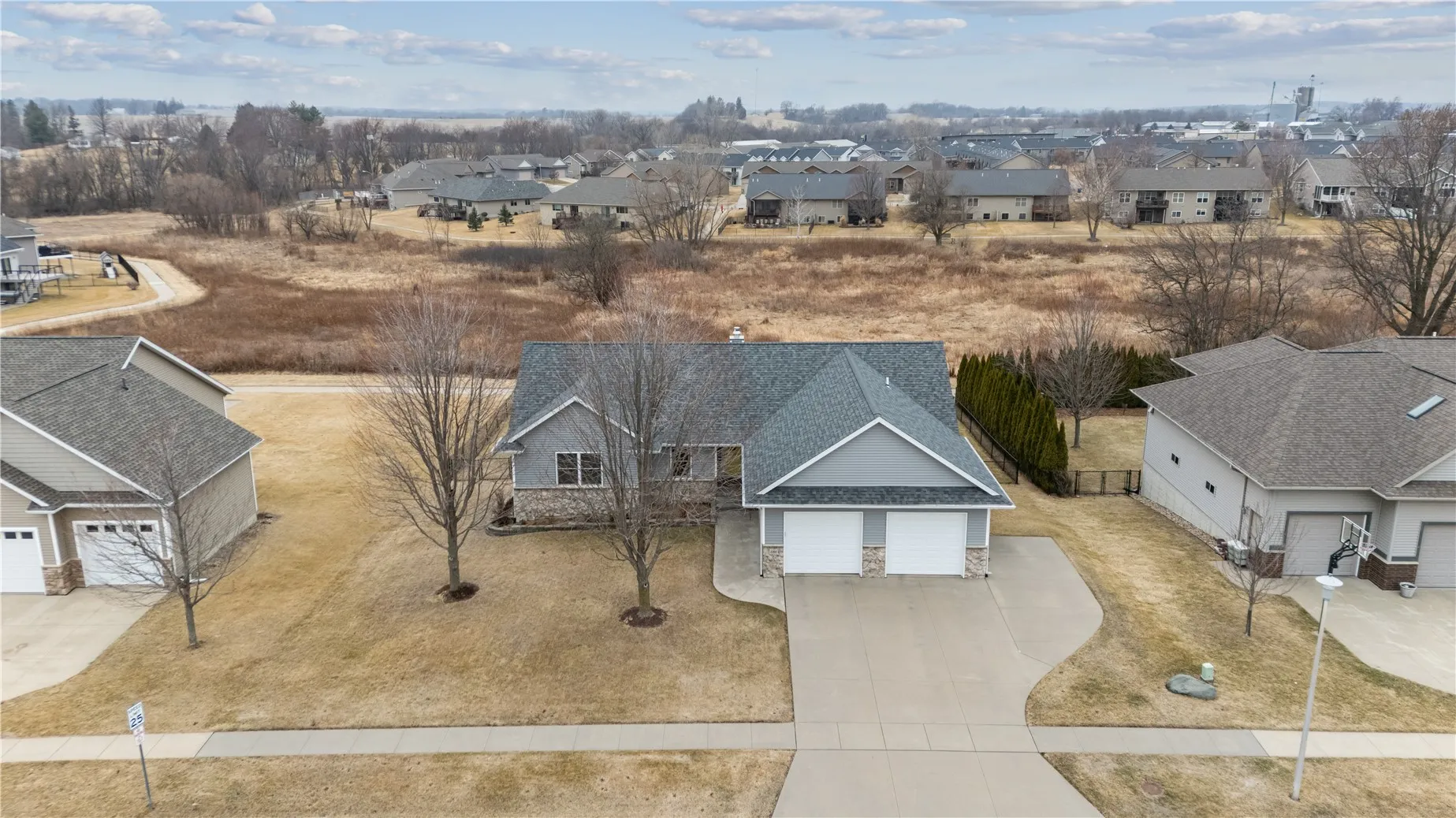Airial view of home's front