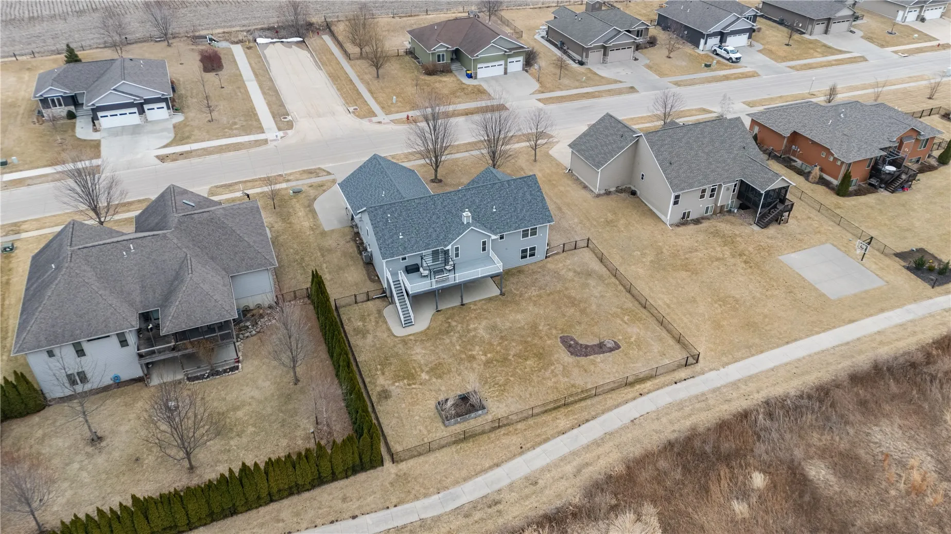Airial view of home's back yard