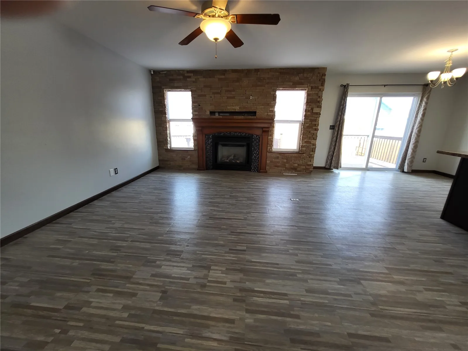 brick fireplace wall