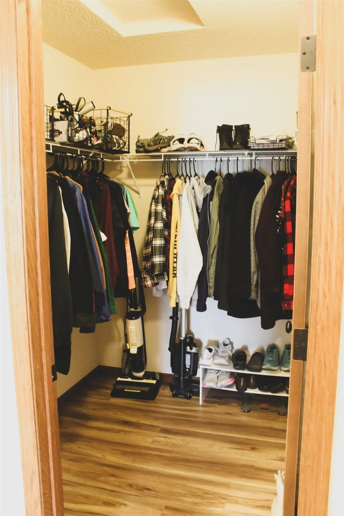 Spacious master walk-in closet.