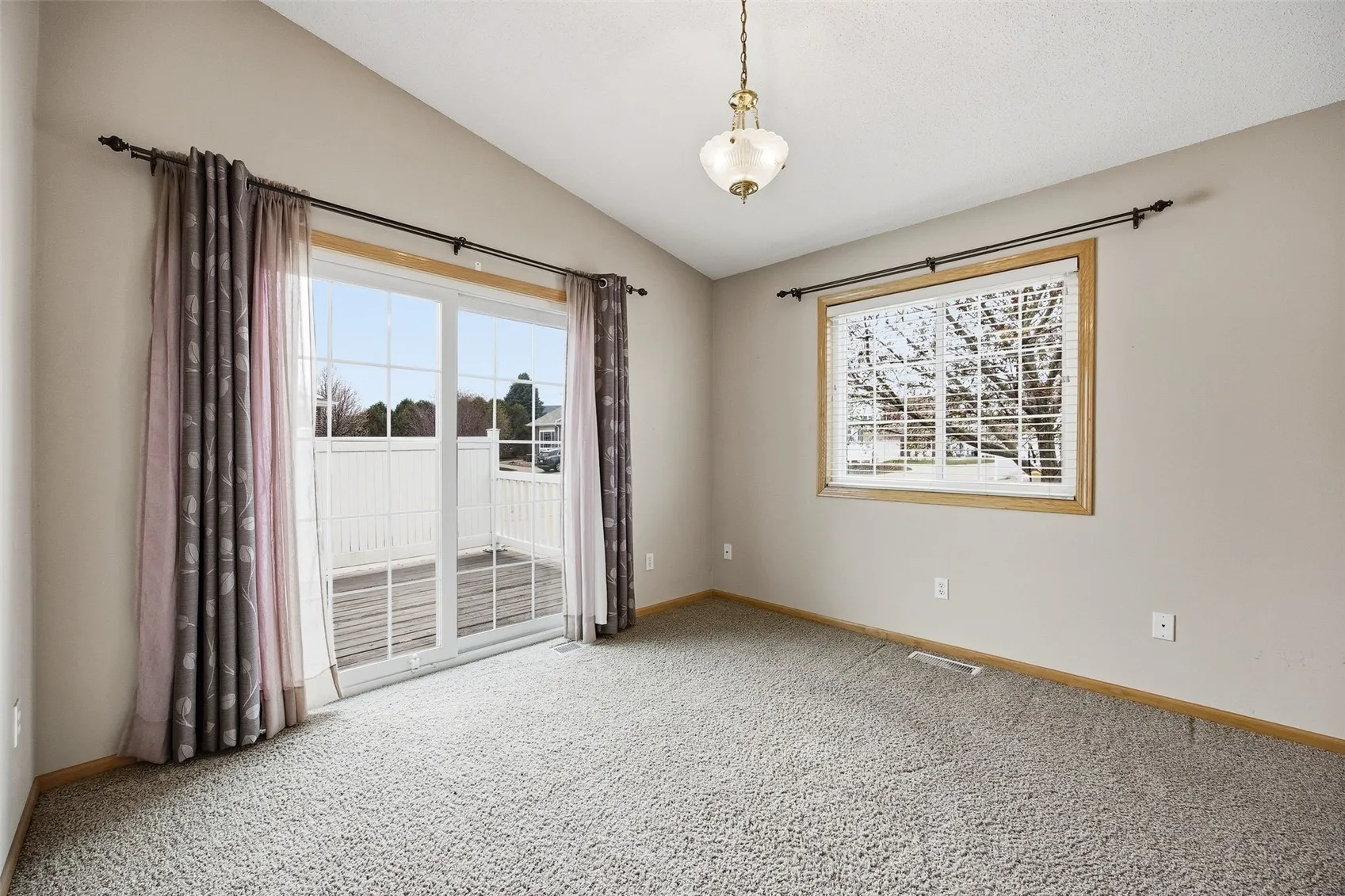 Front office space with slider to deck