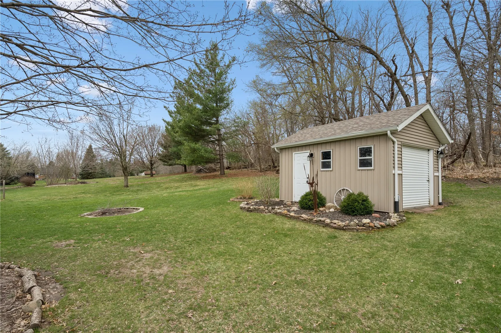 Storage shed has electricity!  Measures 14'10