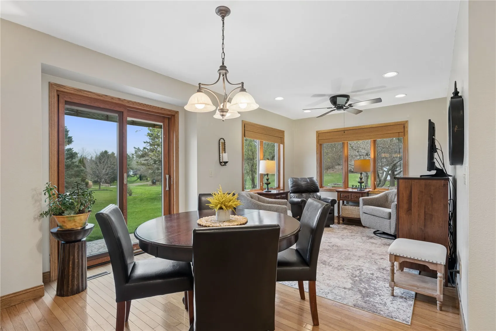 Adjoining dining and living area off kitchen