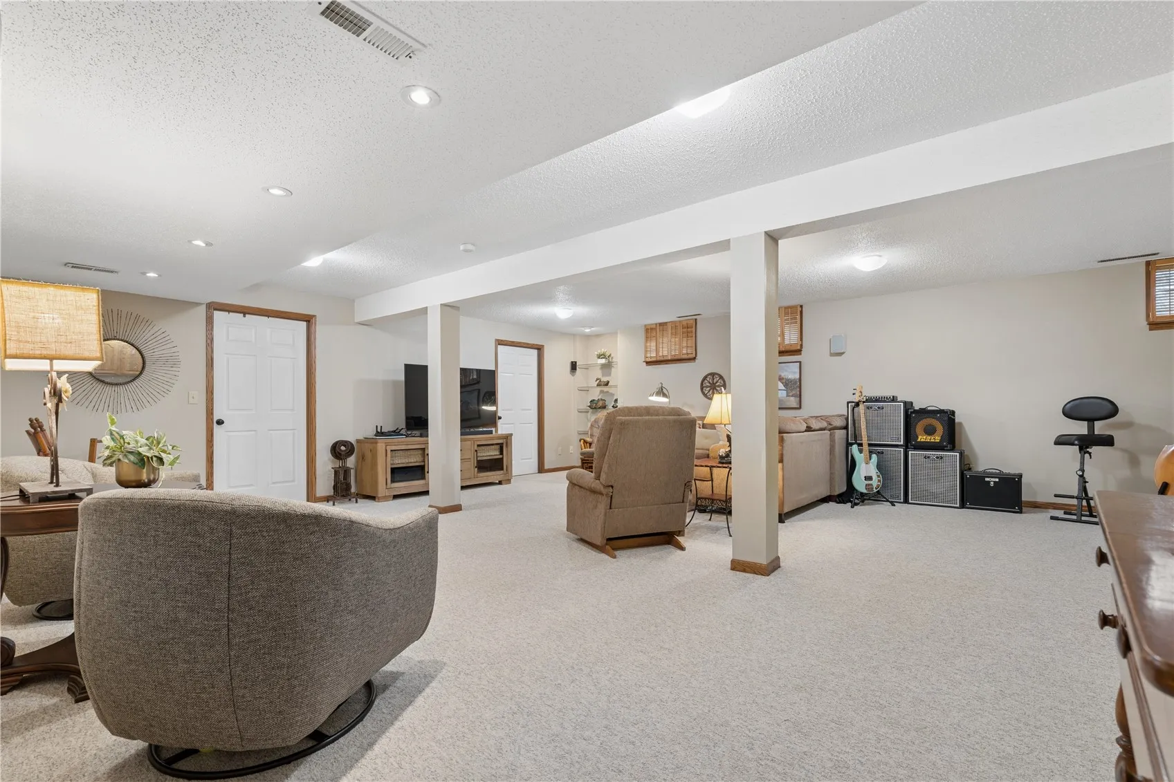 Lower level finished with adjoining walk-in closet/small office and an adjoining storage area