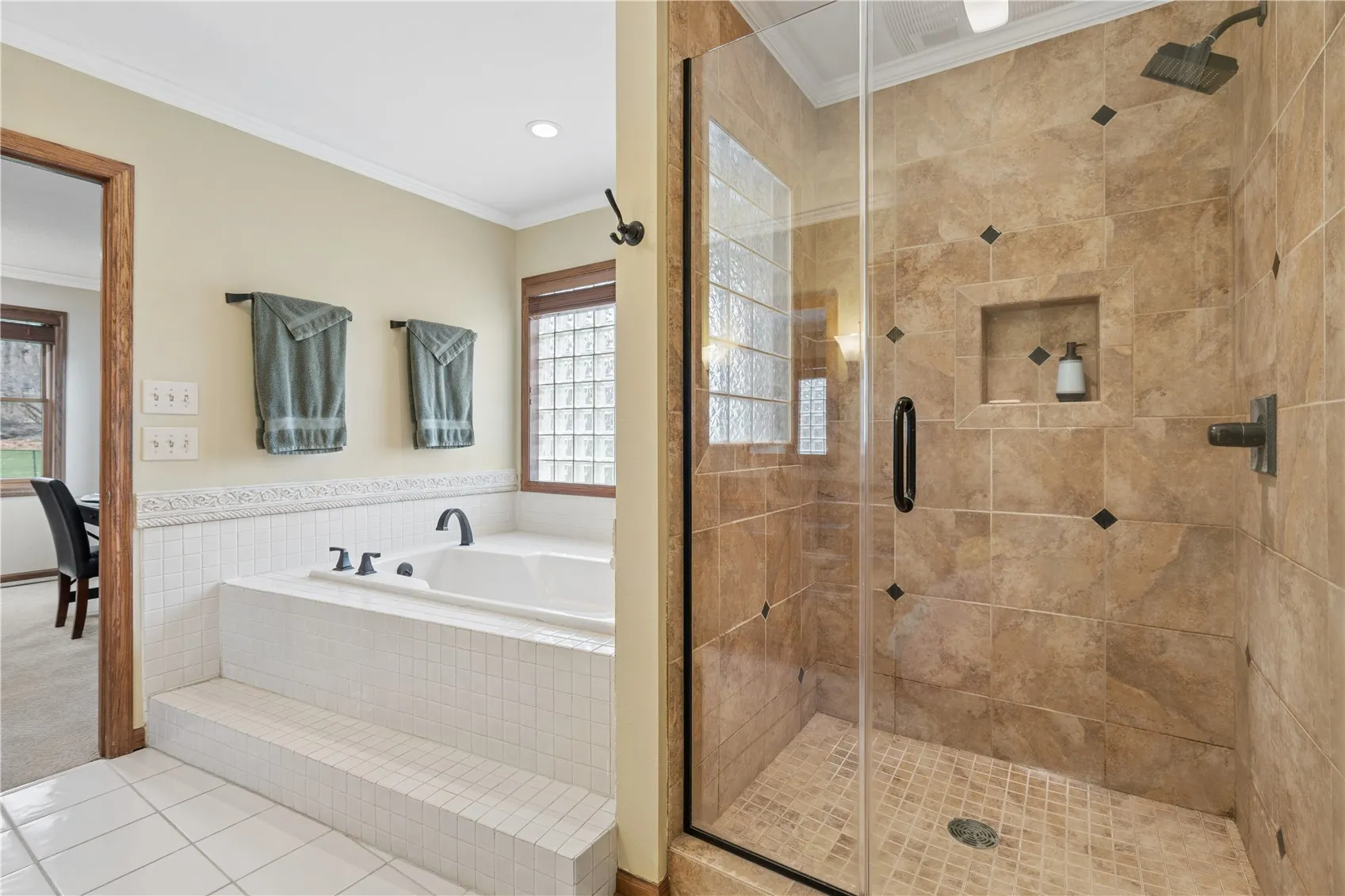 Glass block allows luxury shower to be well lit