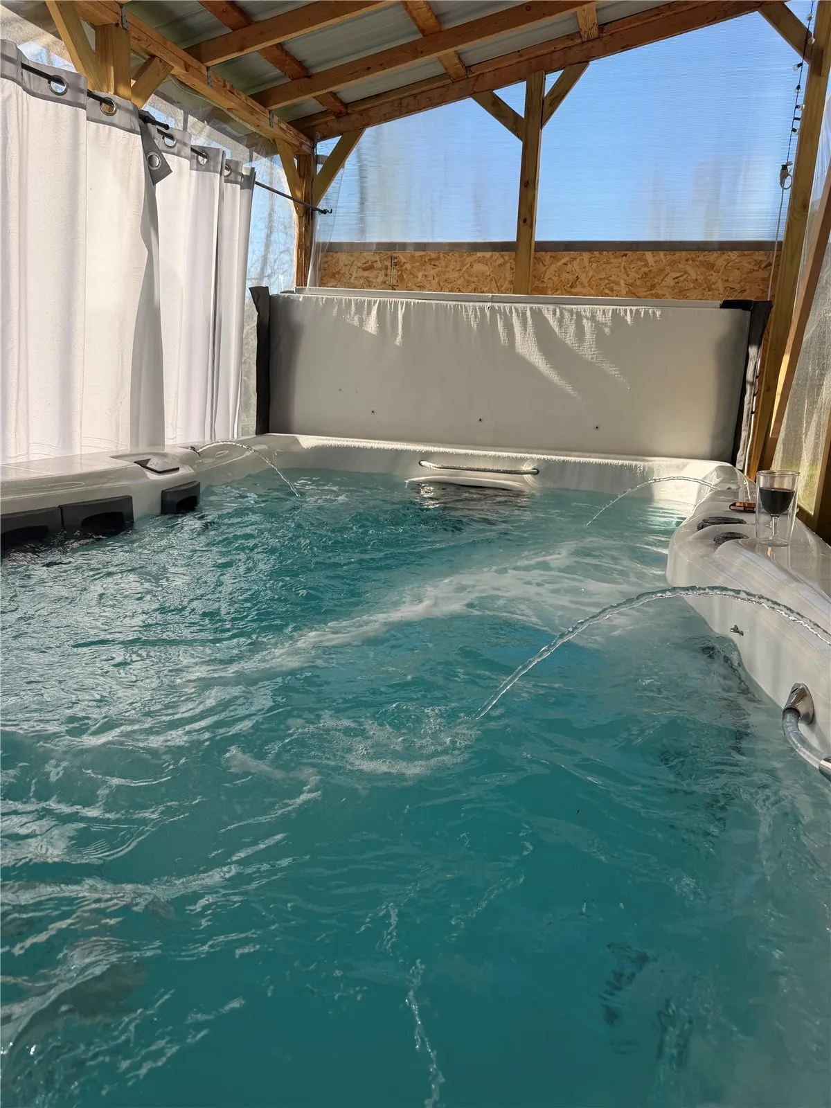 Swim Spa with the fountains on