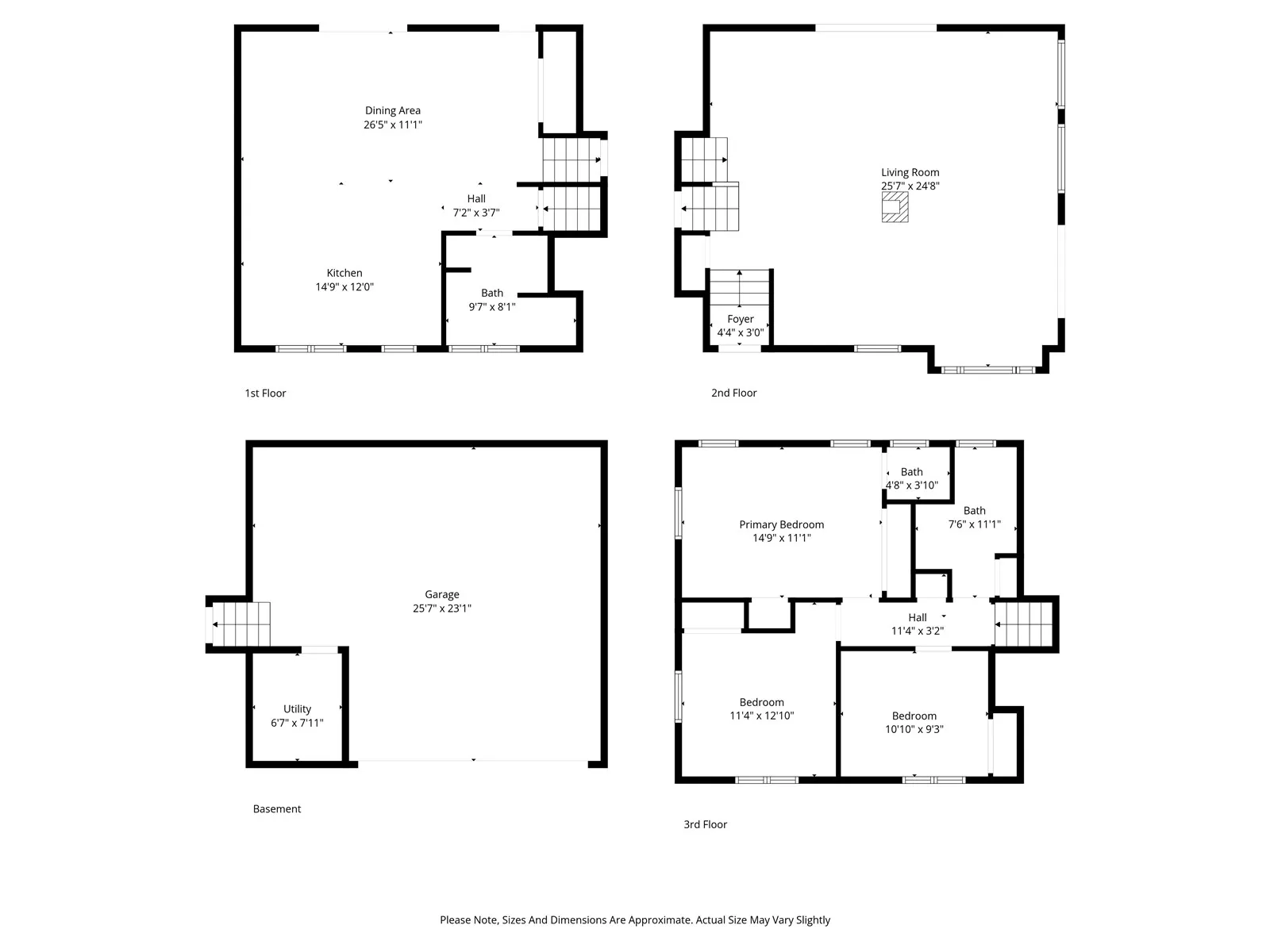All three levels and garage.