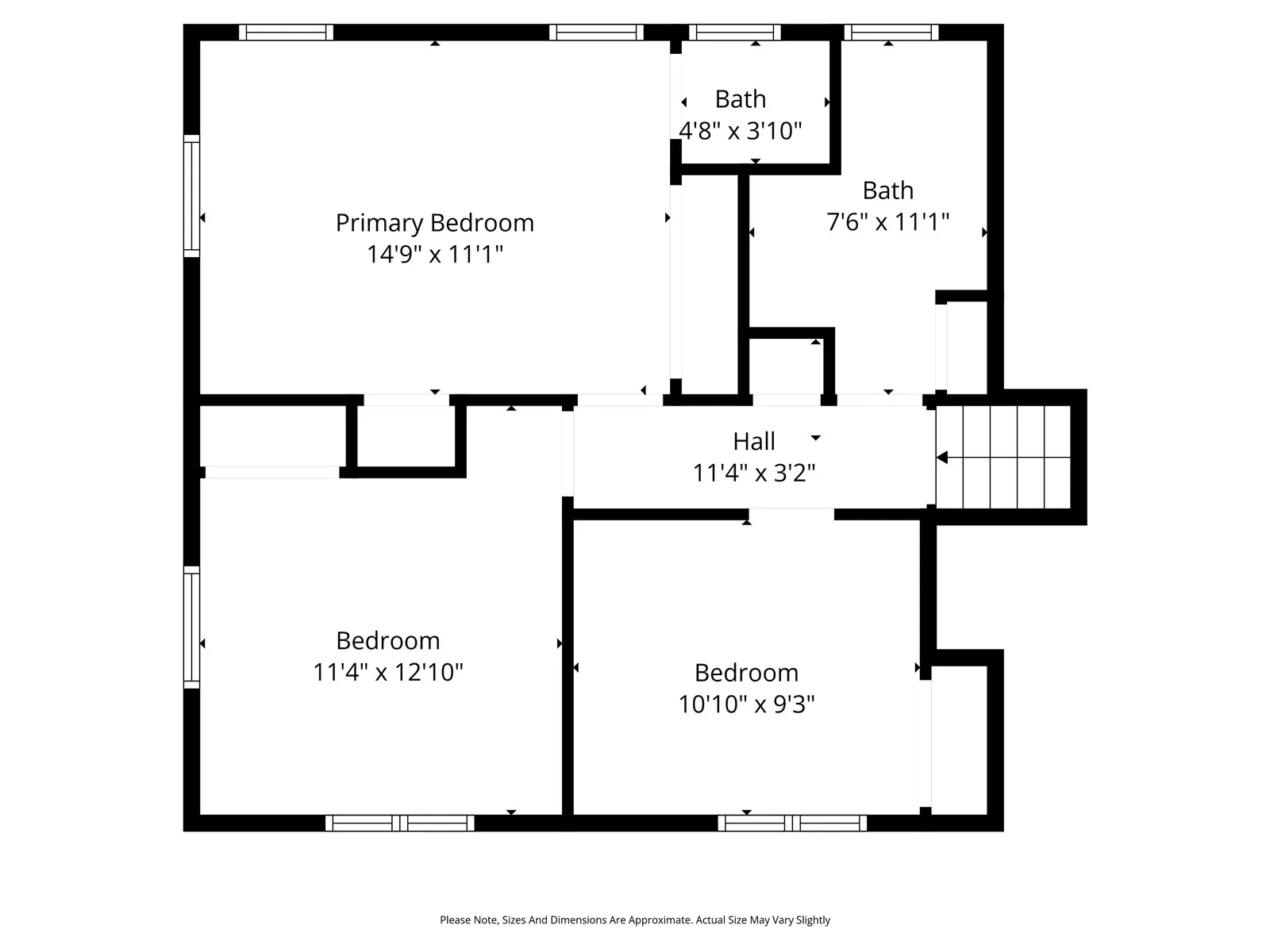 2nd level with three bedrooms/or work from home area with full bath and 1/2 bath off of primary bedroom.