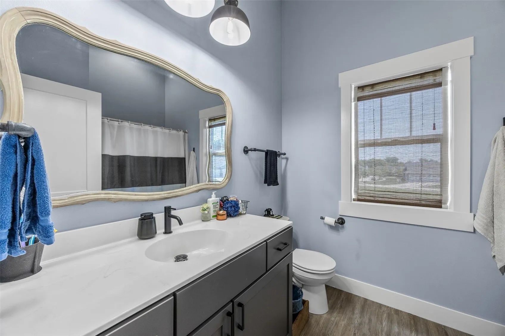 Bathroom on first floor for guests.