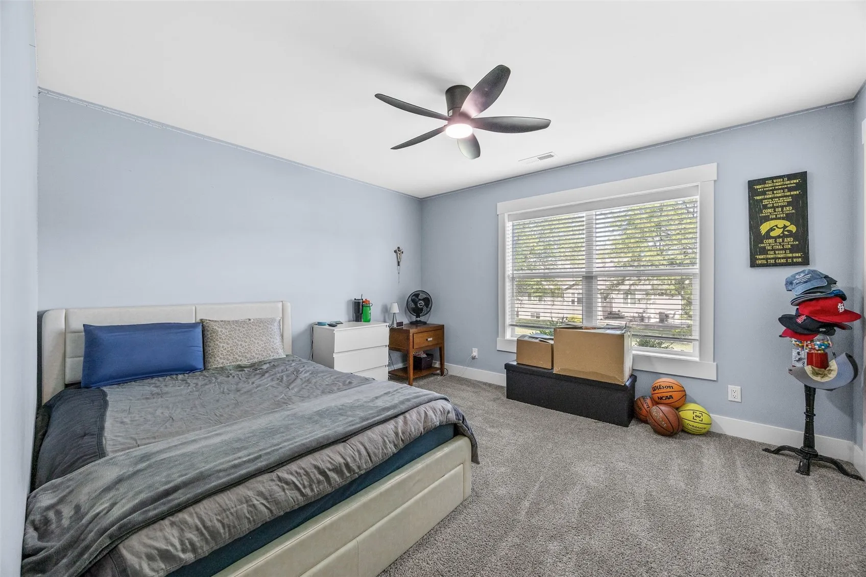 Bedroom #2 in lower level is large with plenty of storage for clothes.