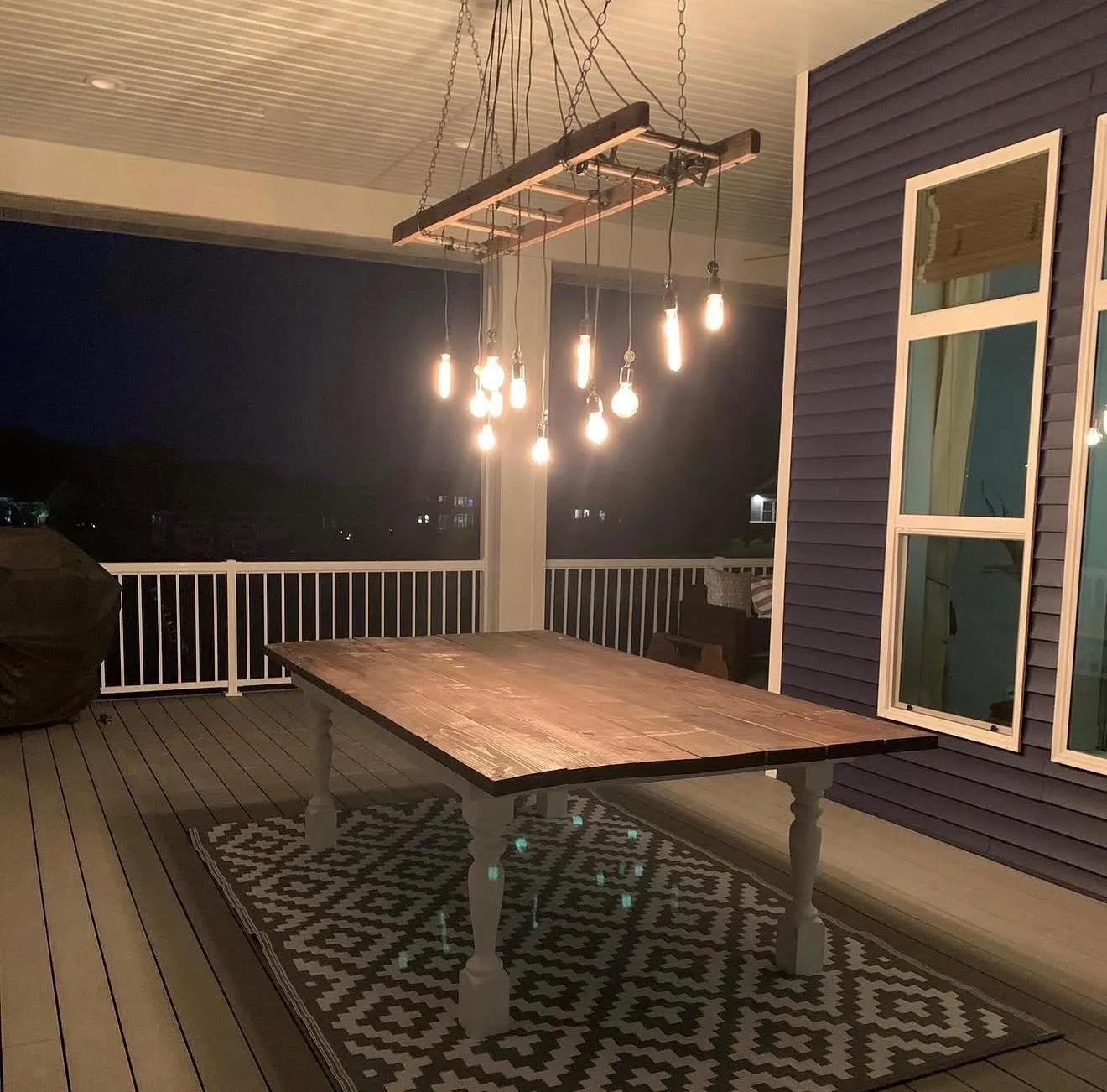 The custom lights at night. Peaceful.