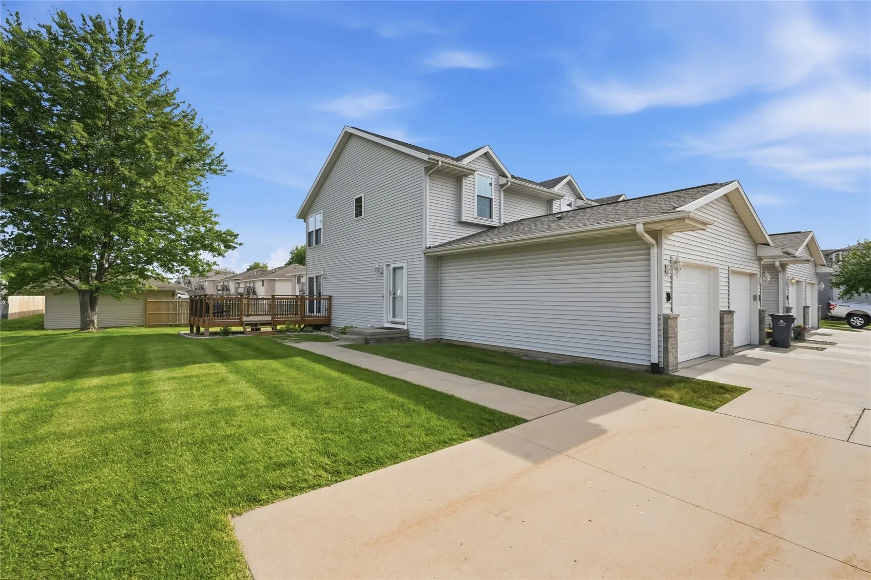 Garage, main entry, deck