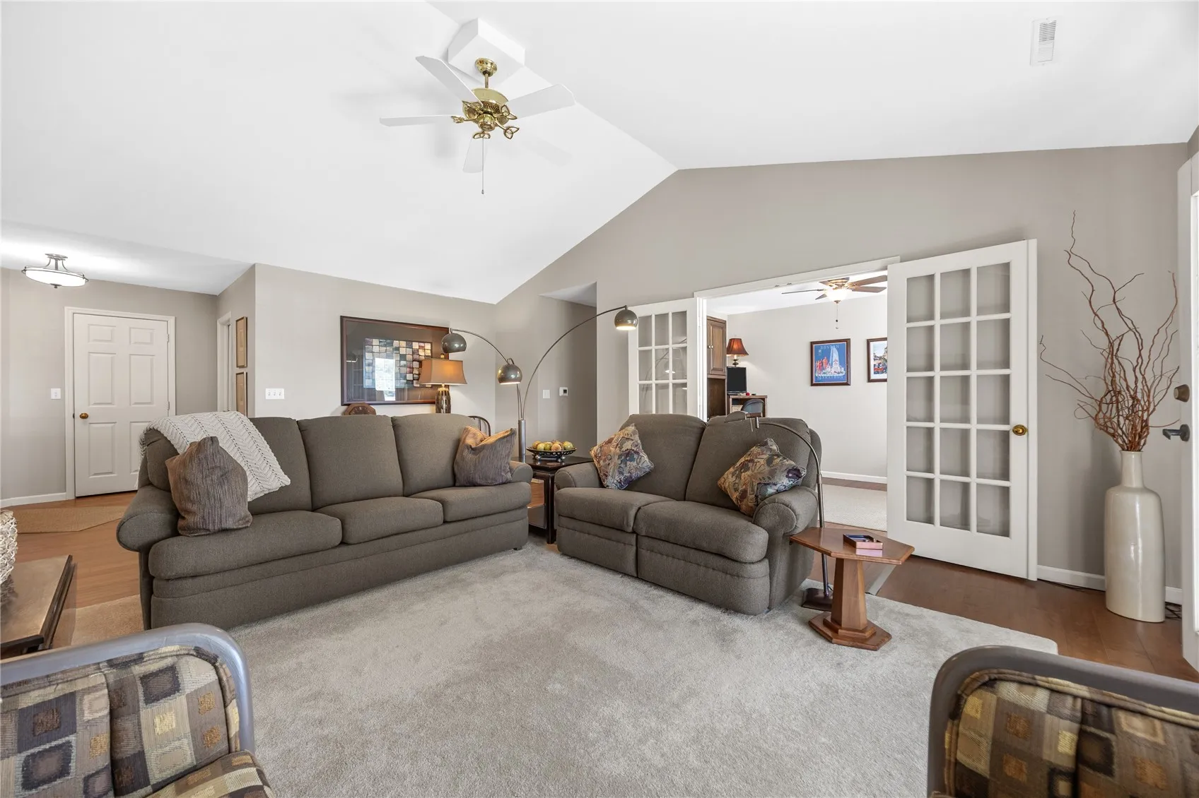LR open to den and screened porch