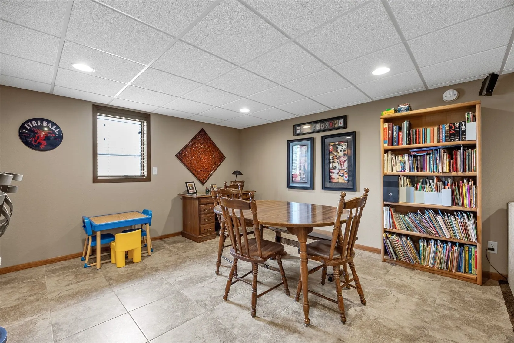 Children's play area or cards/board games for adults?