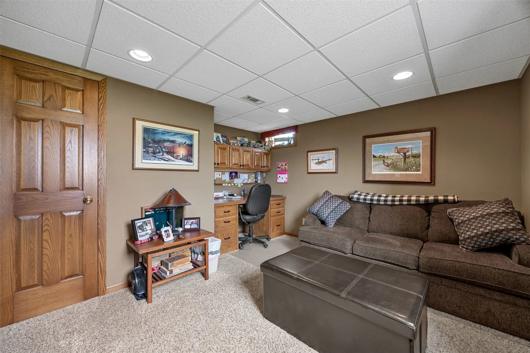 This room is being used as an office but it is bedroom number five with a legal egress and a closet.