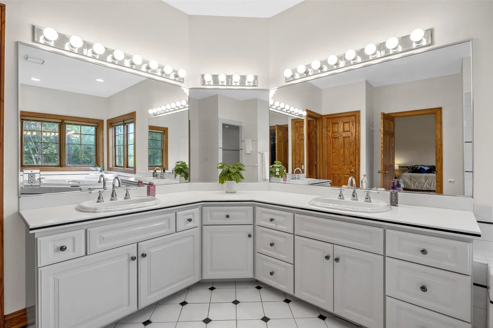 Chevron his-and-hers vanity