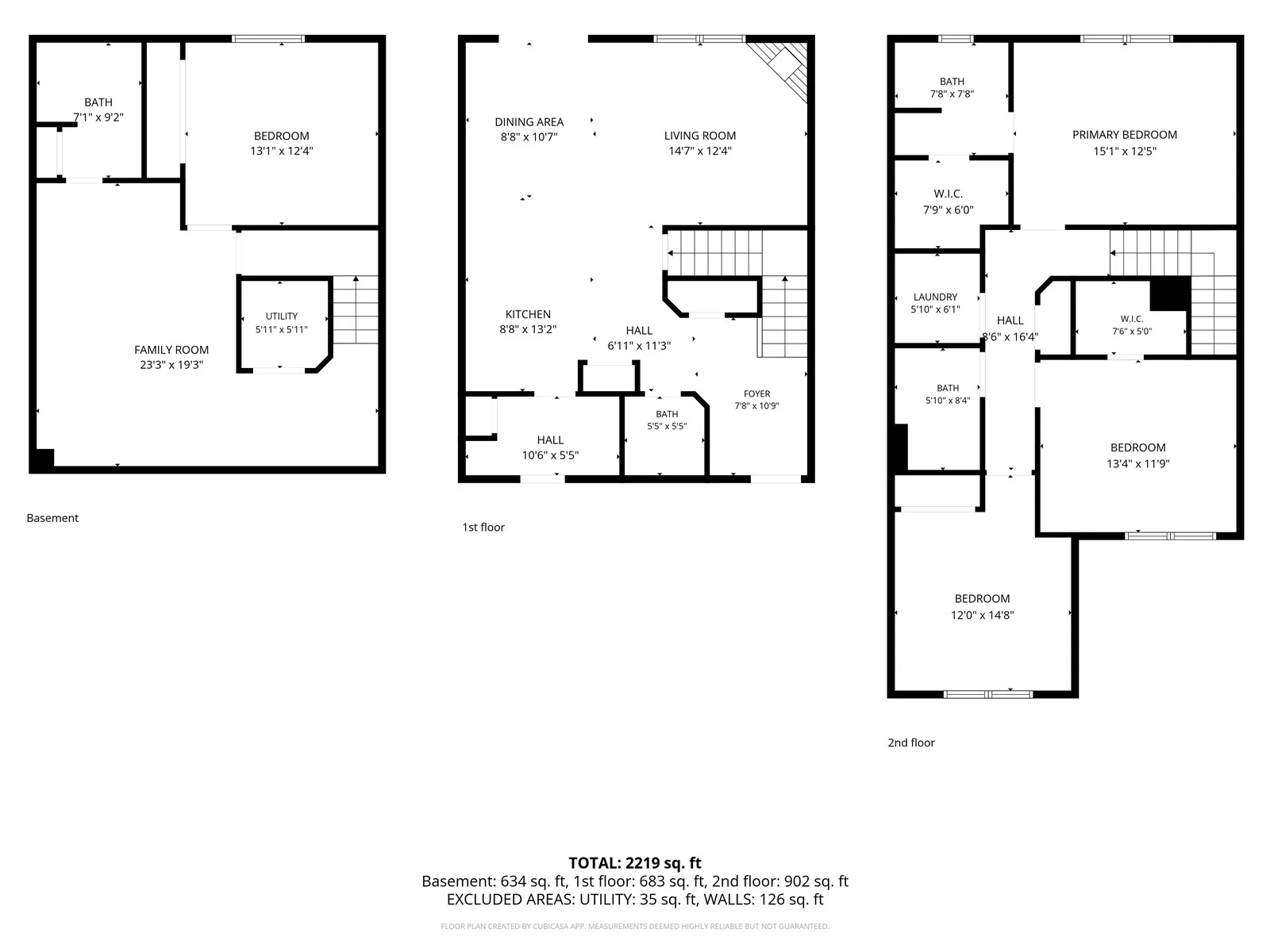 All levels combined lower level (left), main level(center), Upper level (right)