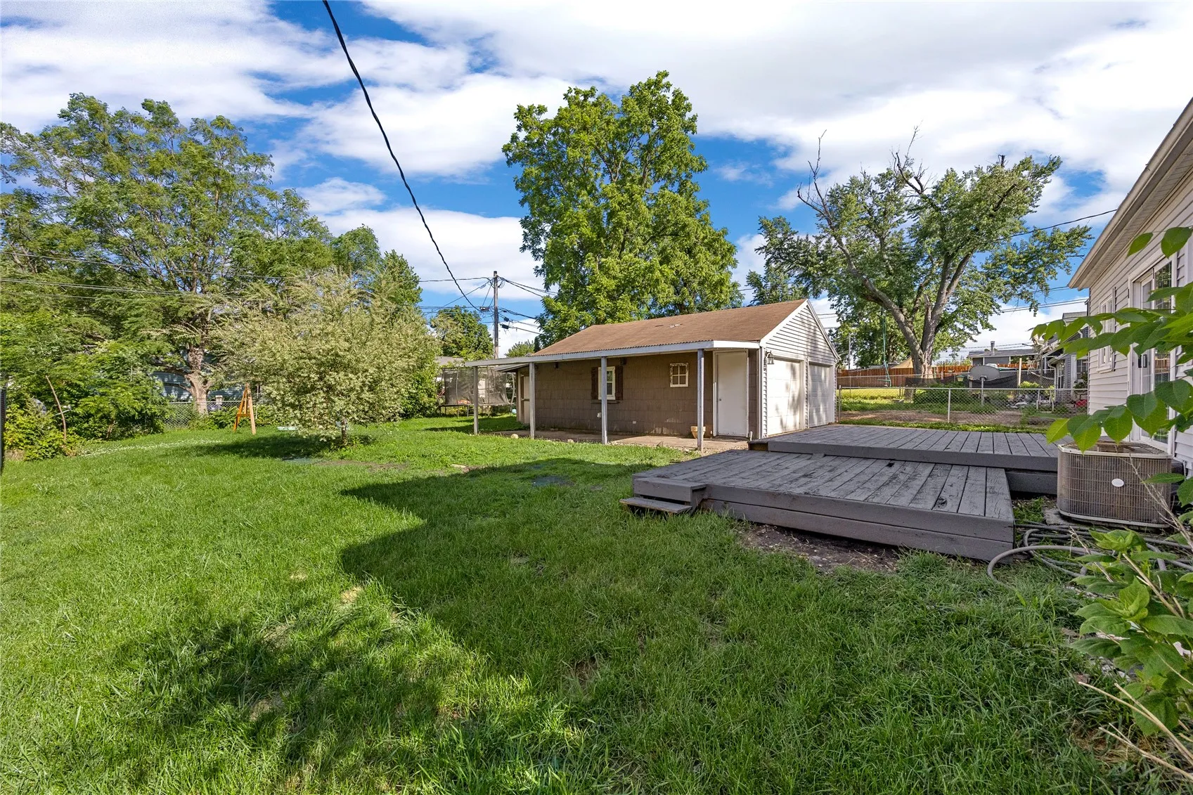 Flat, fenced-in backyard