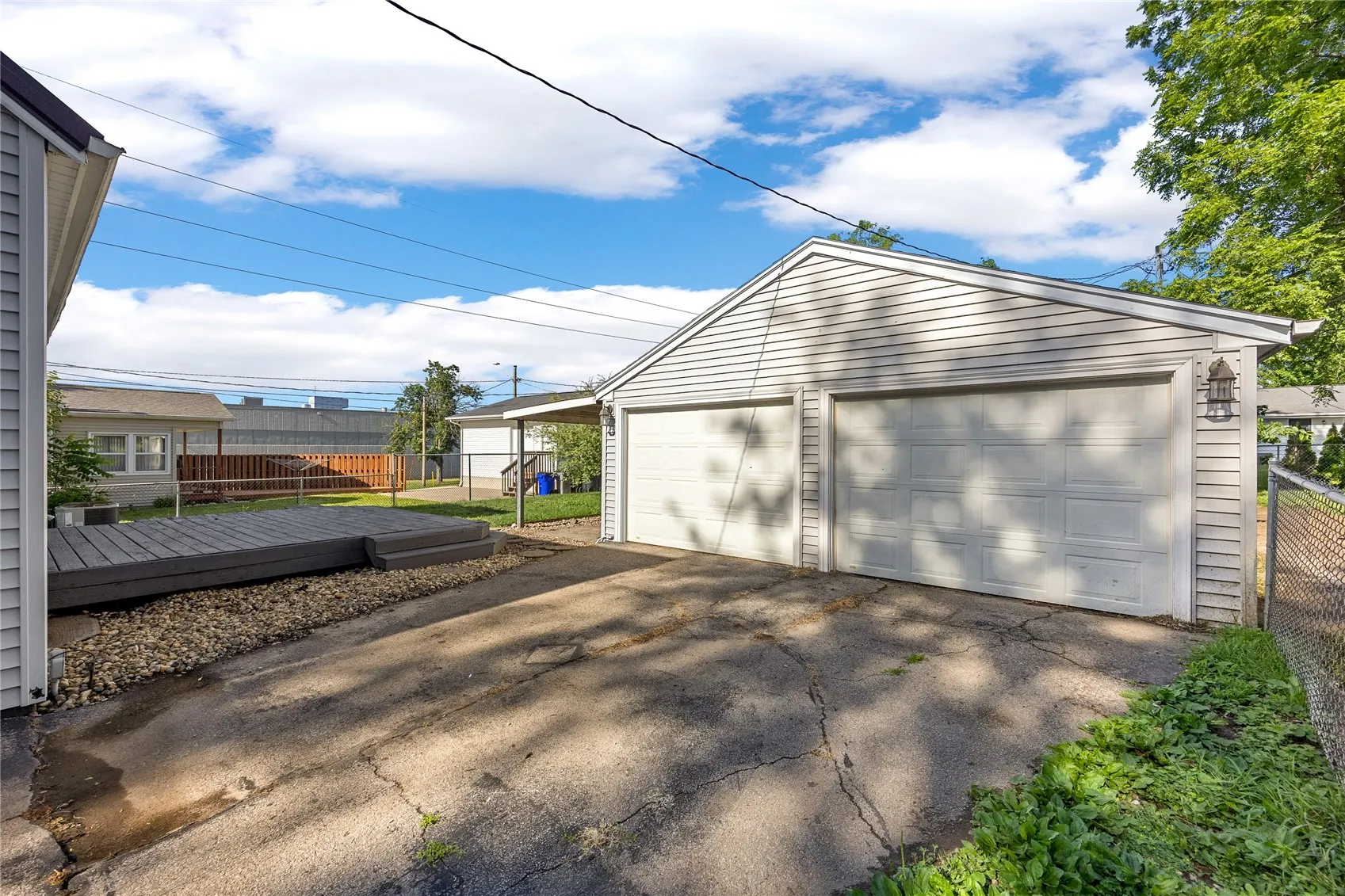 Spacious 2-car garage with workshop