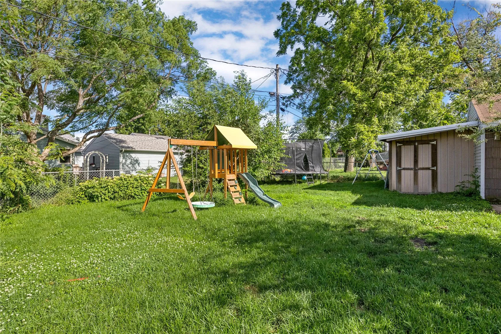 Flat, fenced-in backyard