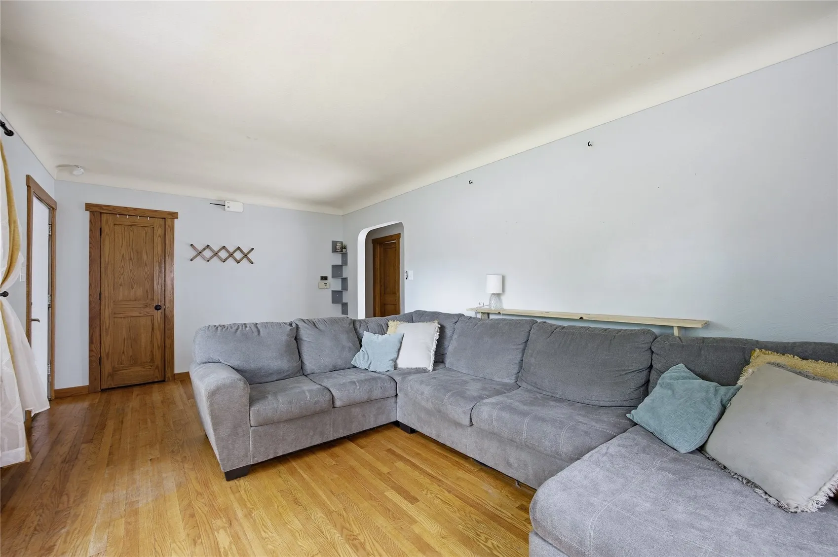 Bright living room with hardwood floors